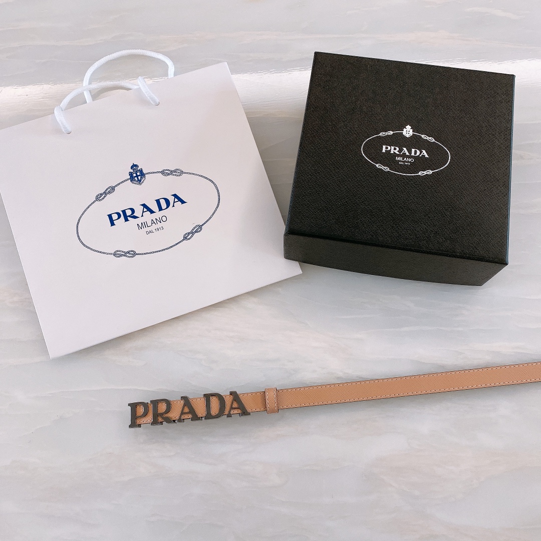 [Prada Belts]Prada Saffron cross-grain calfskin 1.5cm thin and wide waist belt