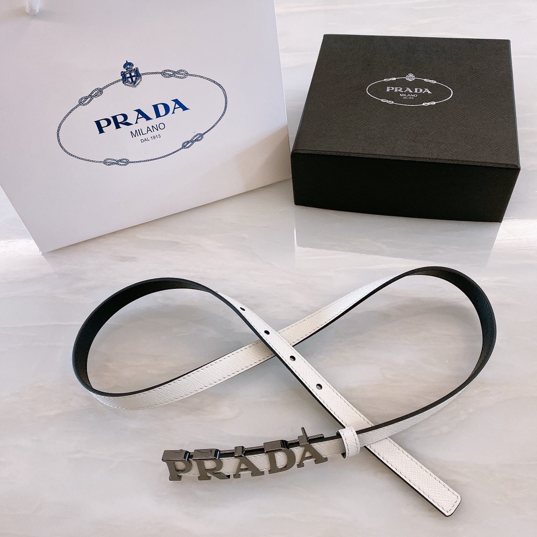 [Prada Belts]Prada Saffron cross-grain calfskin 1.5cm thin and wide waist belt