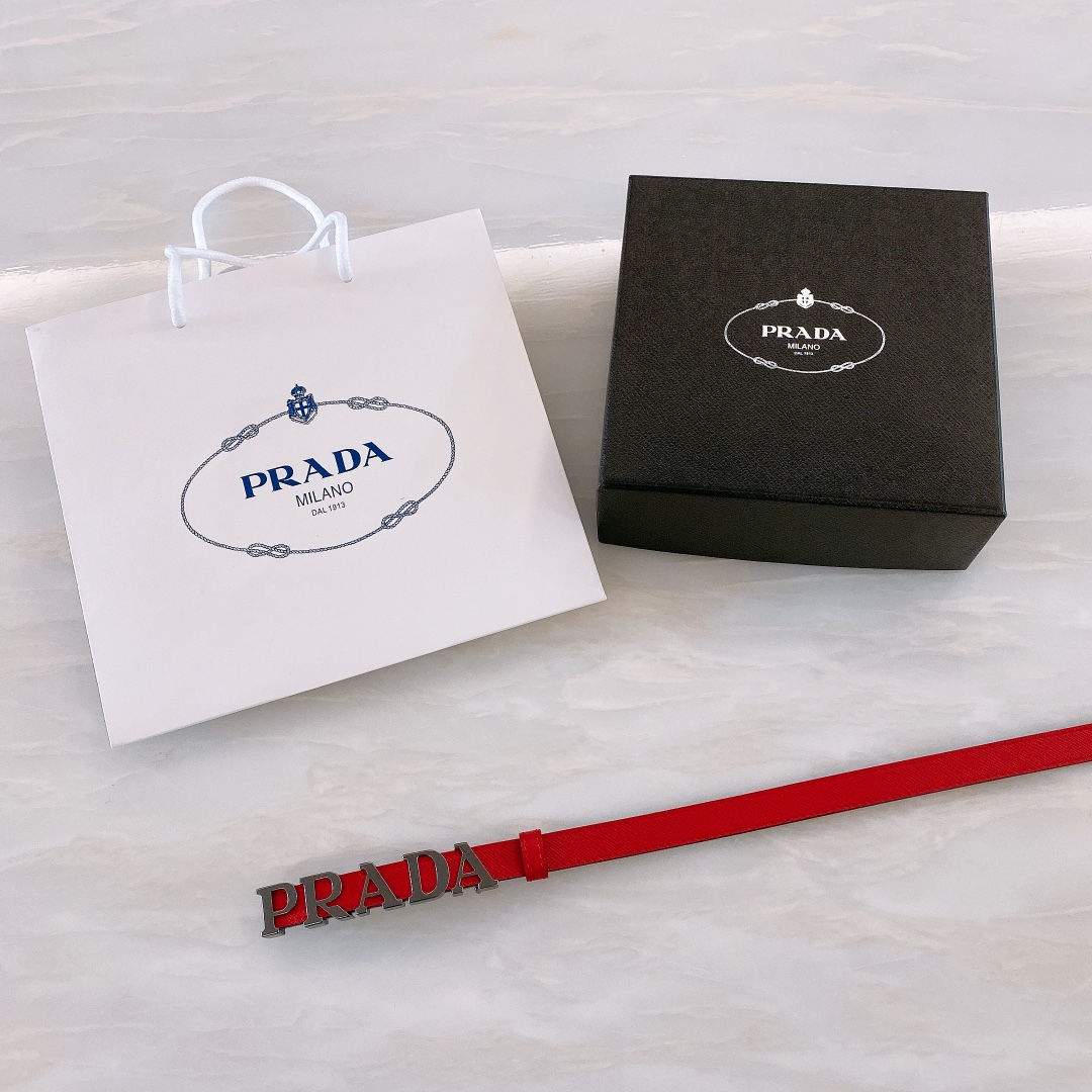 [Prada Belts]Prada Saffron cross-grain calfskin 1.5cm thin and wide waist belt