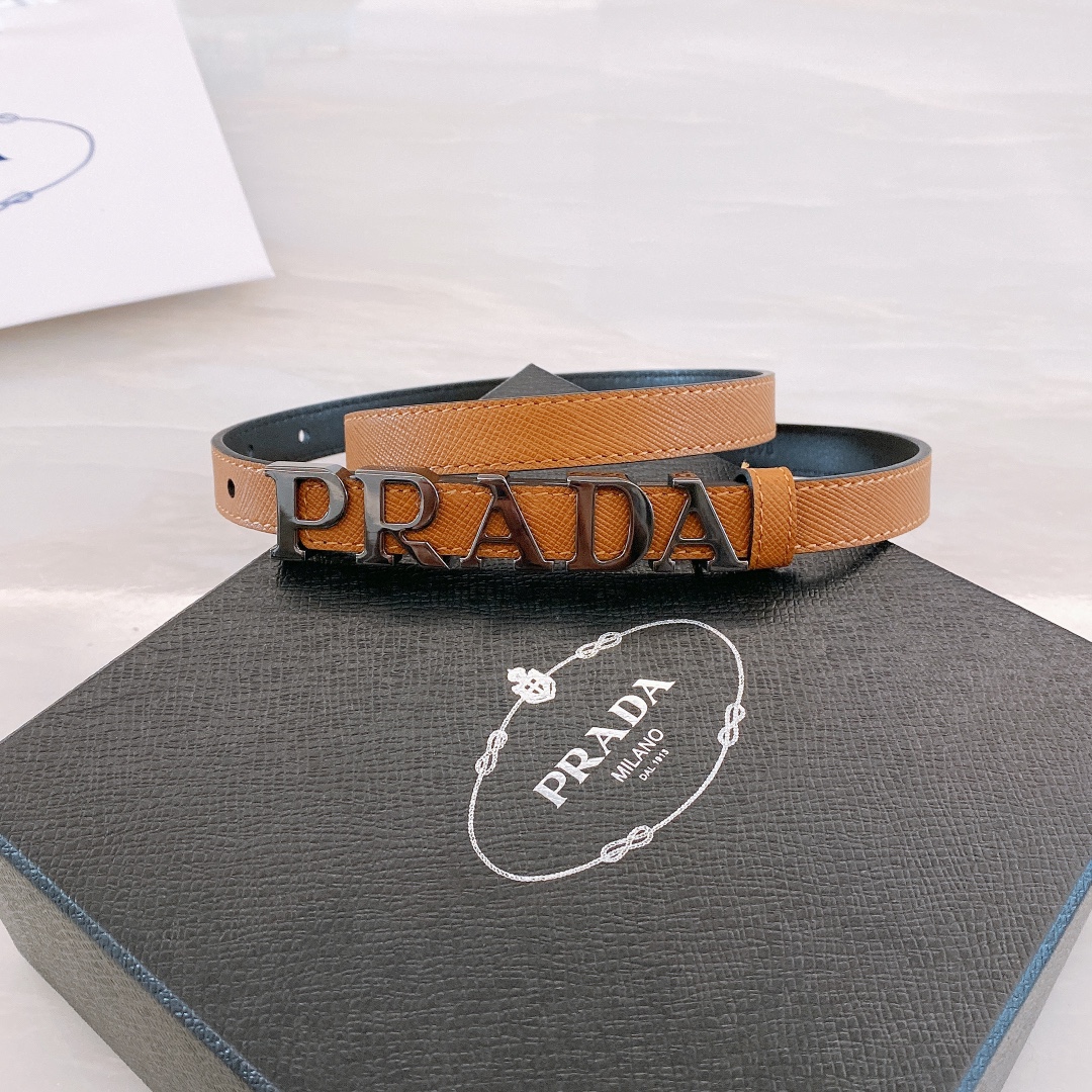 [Prada Belts]Prada Saffron cross-grain calfskin 1.5cm thin and wide waist belt