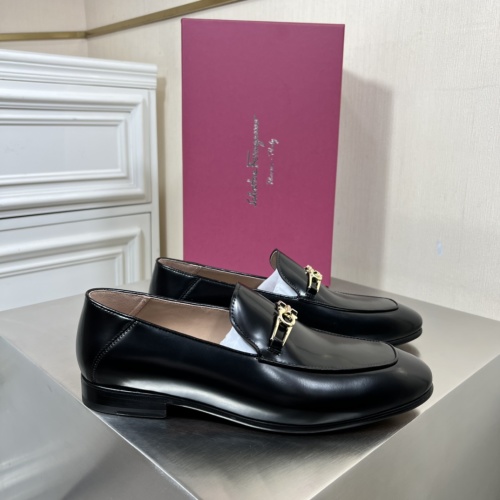 Salvatore Ferragamo Men's Black Leather Loafers with Gold Hardware 1 Salvatore Ferragamo Men's Black Leather Loafers with Gold Hardware
