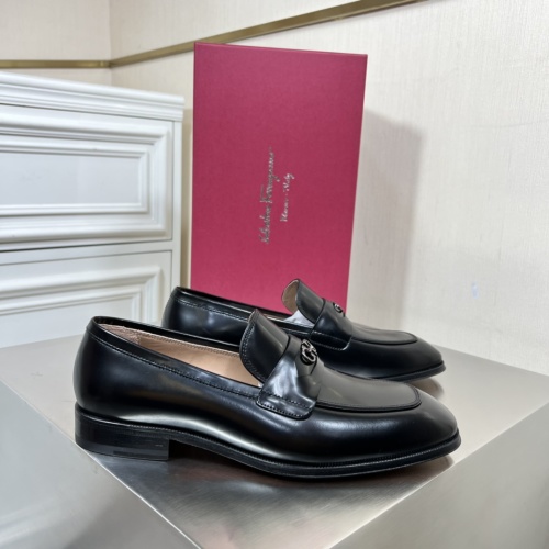 Salvatore Ferragamo Men's Black Leather Mocassin Loafers with Metal Detail 1 Salvatore Ferragamo Men's Black Leather Mocassin Loafers with Metal Detail