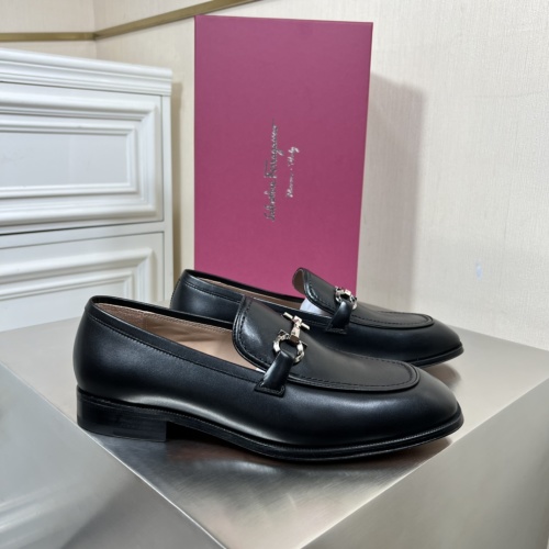 Salvatore Ferragamo Men's Leather Loafers with Gancini Ornament in Black 1 Salvatore Ferragamo Men's Leather Loafers with Gancini Ornament in Black
