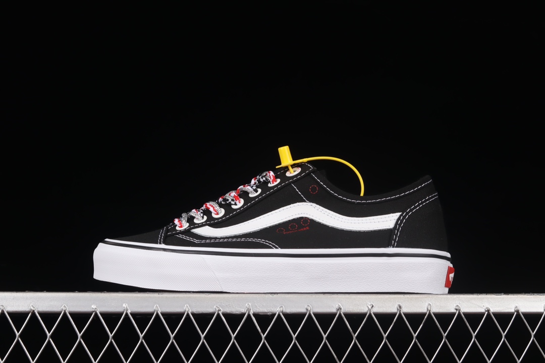 G0 Vans Old Skool 范斯官方 三色鞋带 黑色侧边条纹低帮帆布鞋 VN0A54F49Y4工艺：硫化1:1（重量1:1、真标、原钢印、材质标、鞋型标、合格证）