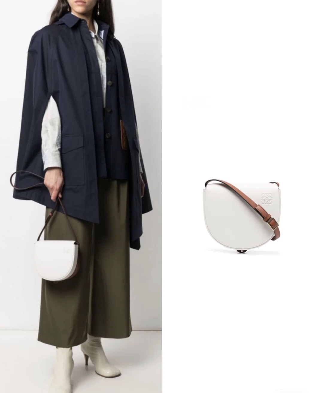 LOEWE罗意威 Heel duo系列单肩包 0508白/棕