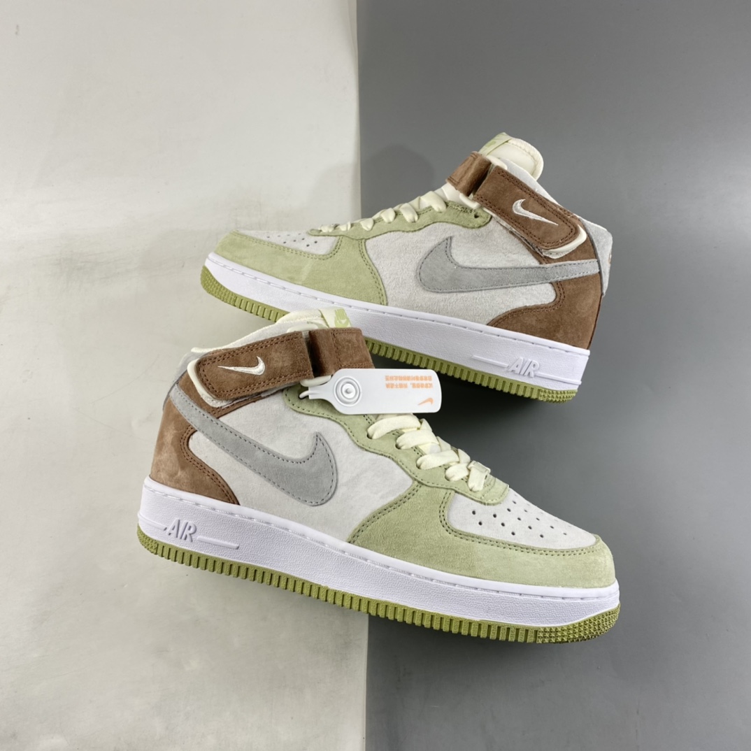 P260 NIKE Air Force 1 Mid ’07 浅绿灰 配色中帮空军一号休闲板鞋 AL6896-558