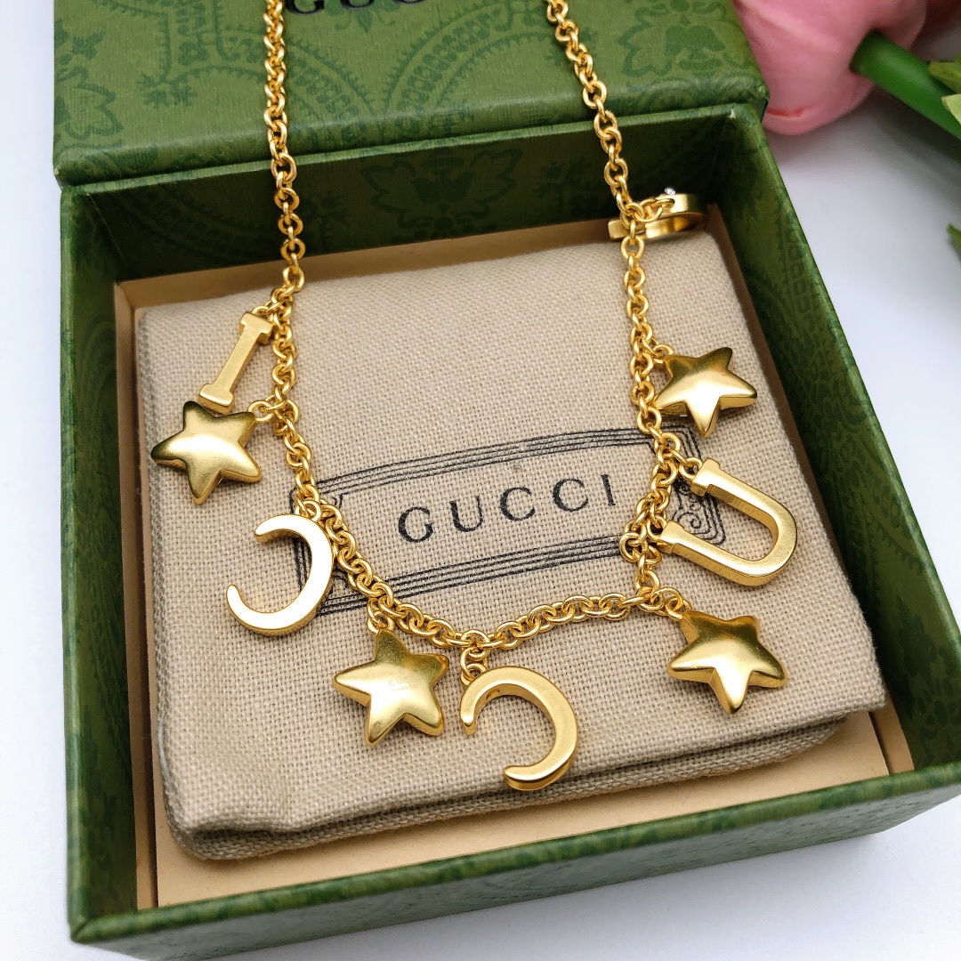 Gucci Gucci古驰新款双G星星项链水晶搭配 高级感十足