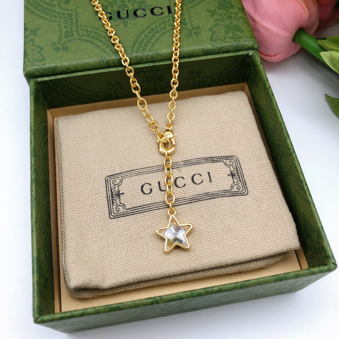 Gucci Gucci古驰新款双G星星项链水晶搭配 高级感十足