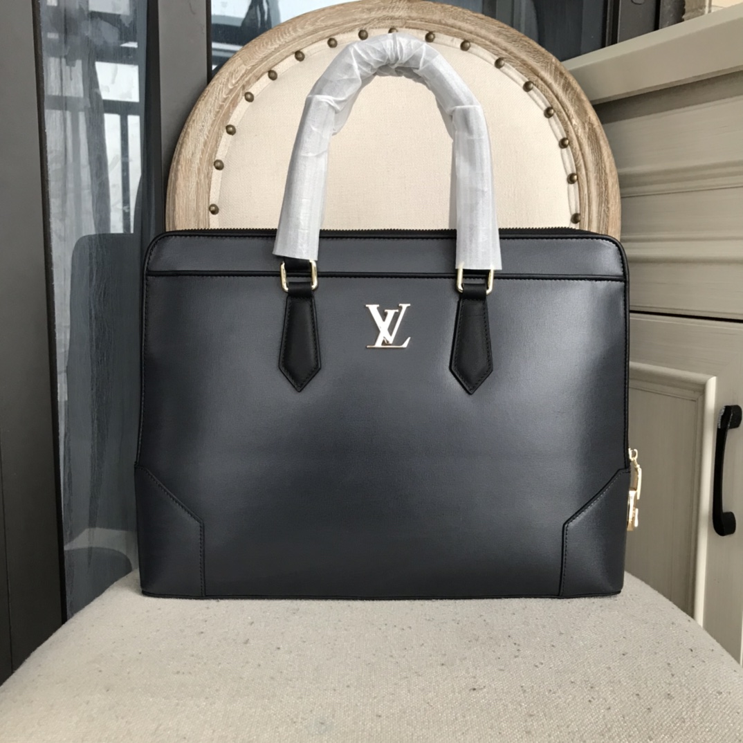 Louis Vuitton Bags Briefcase Black Brown Cowhide