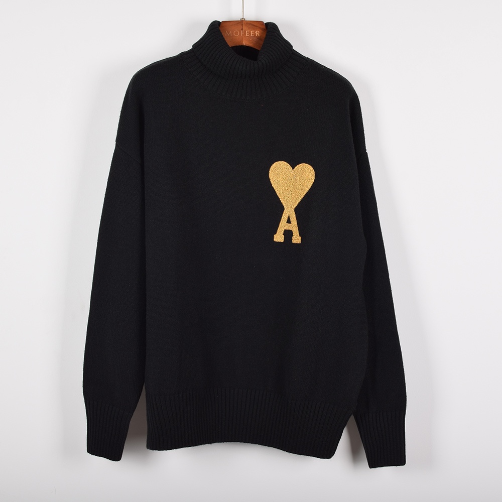 Ami’s High-Quality Women’s Suit: Classic Black and Gold Knit, Full Wool Fabric - 图片 1