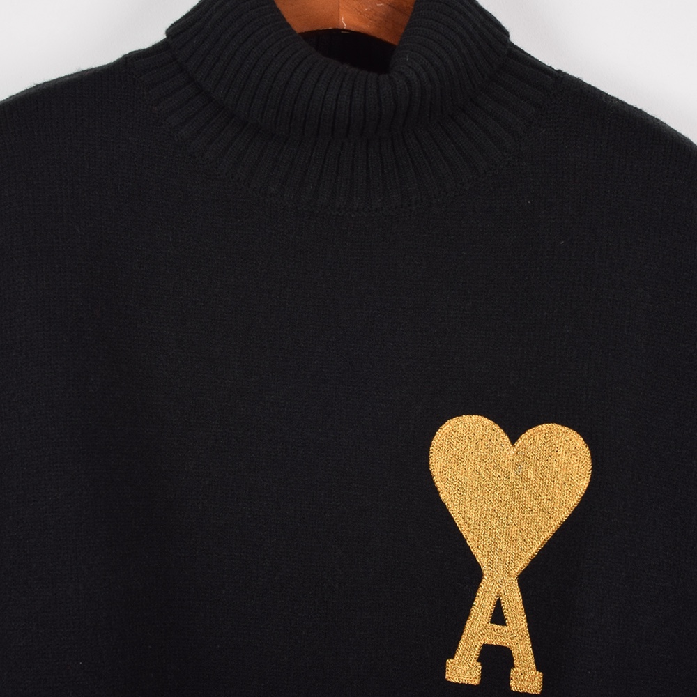 Ami’s High-Quality Women’s Suit: Classic Black and Gold Knit, Full Wool Fabric - 图片 2