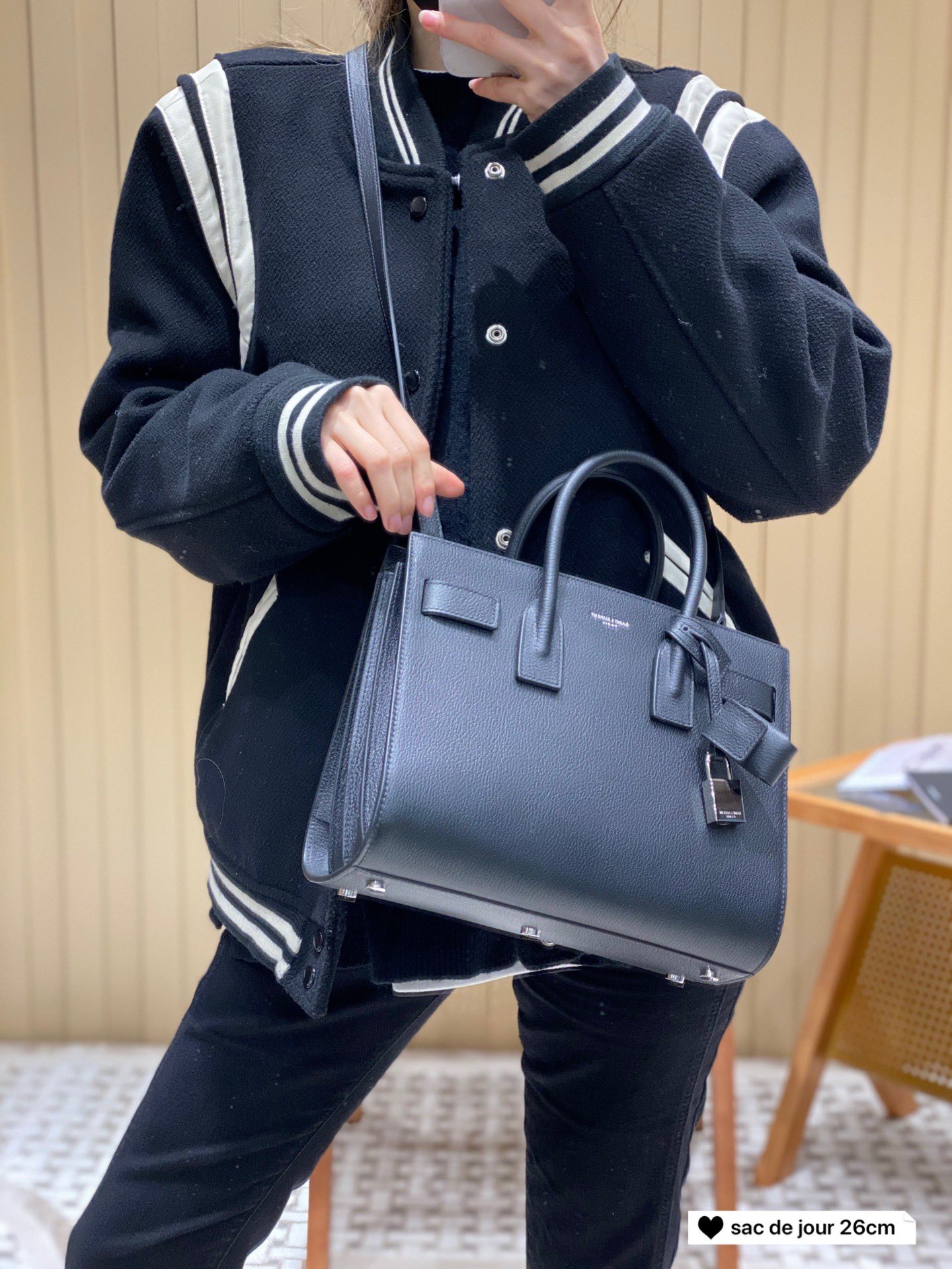 YSL sac de jour 26CM 山羊纹风琴包 377183黑色