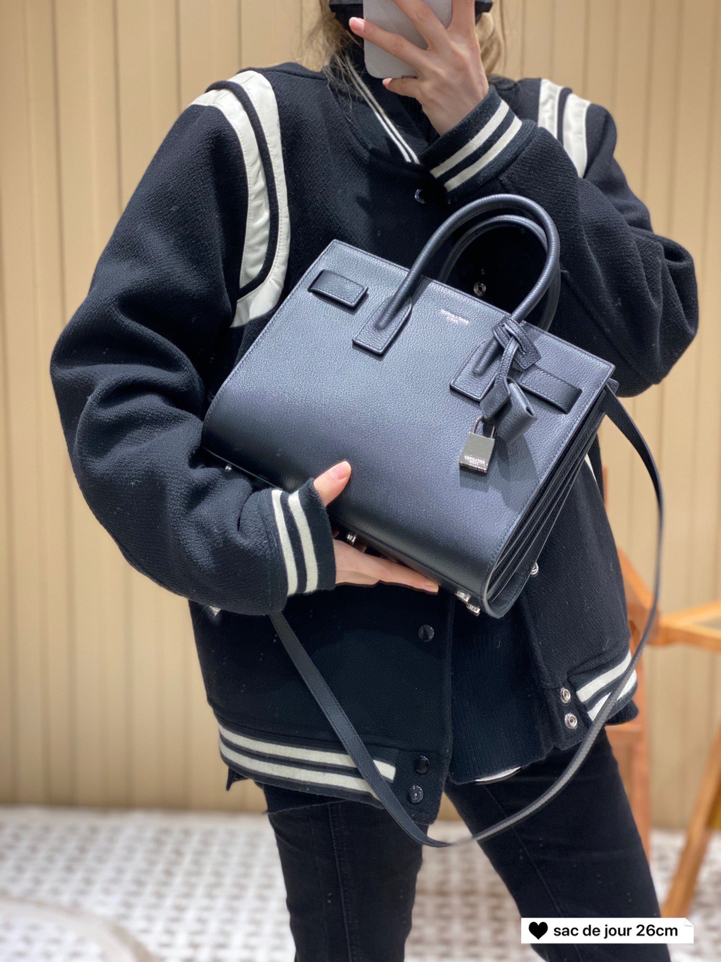YSL sac de jour 26CM 山羊纹风琴包 377183黑色
