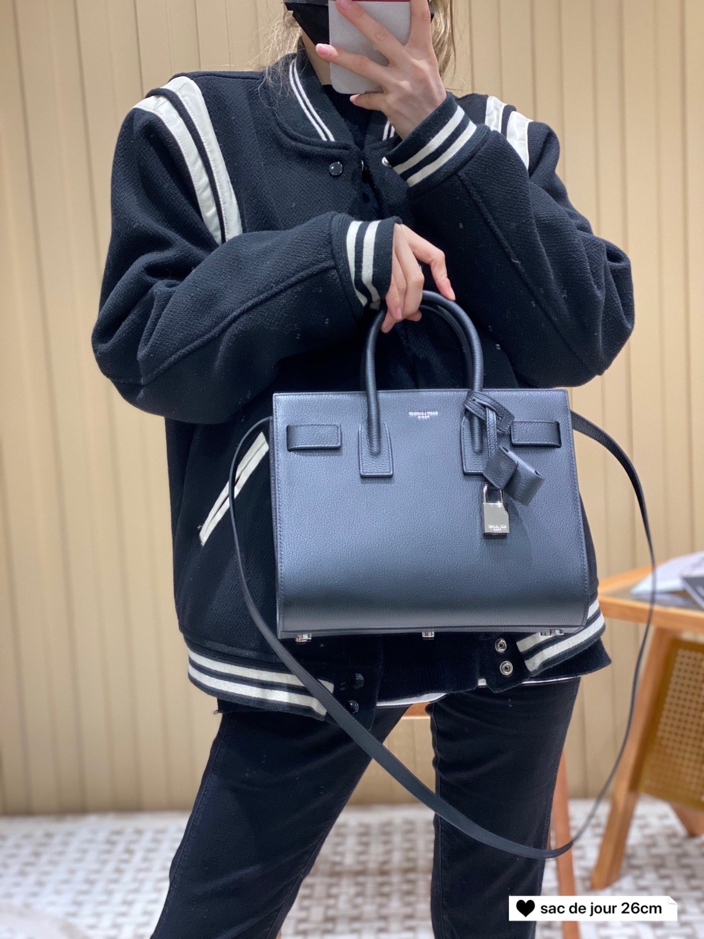 YSL sac de jour 26CM 山羊纹风琴包 377183黑色