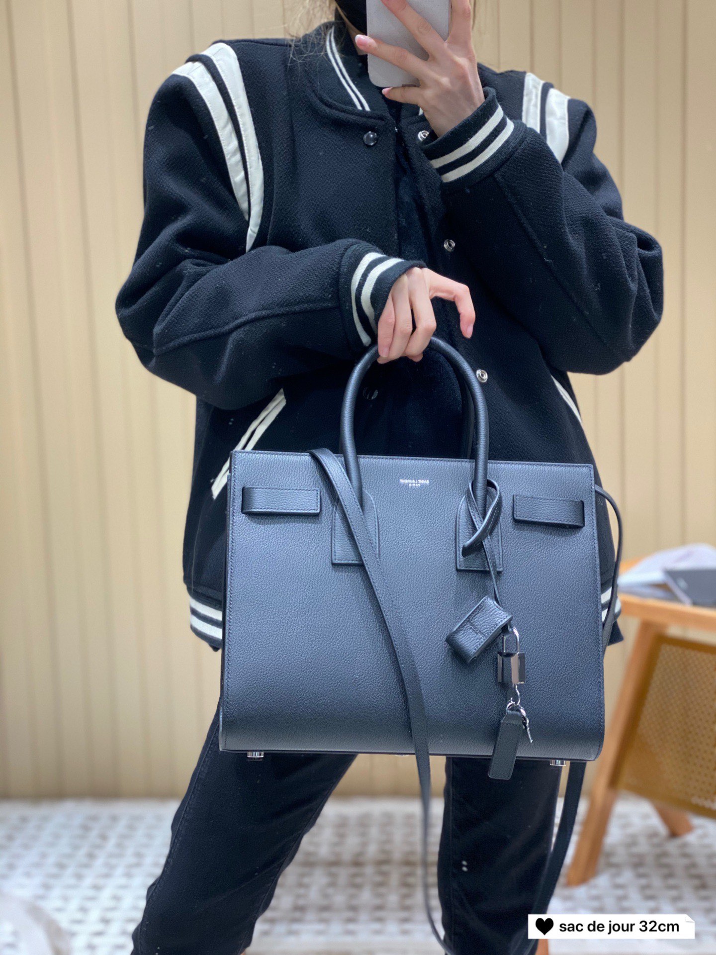 YSL sac de jour 32CM 山羊纹风琴包 324823黑色