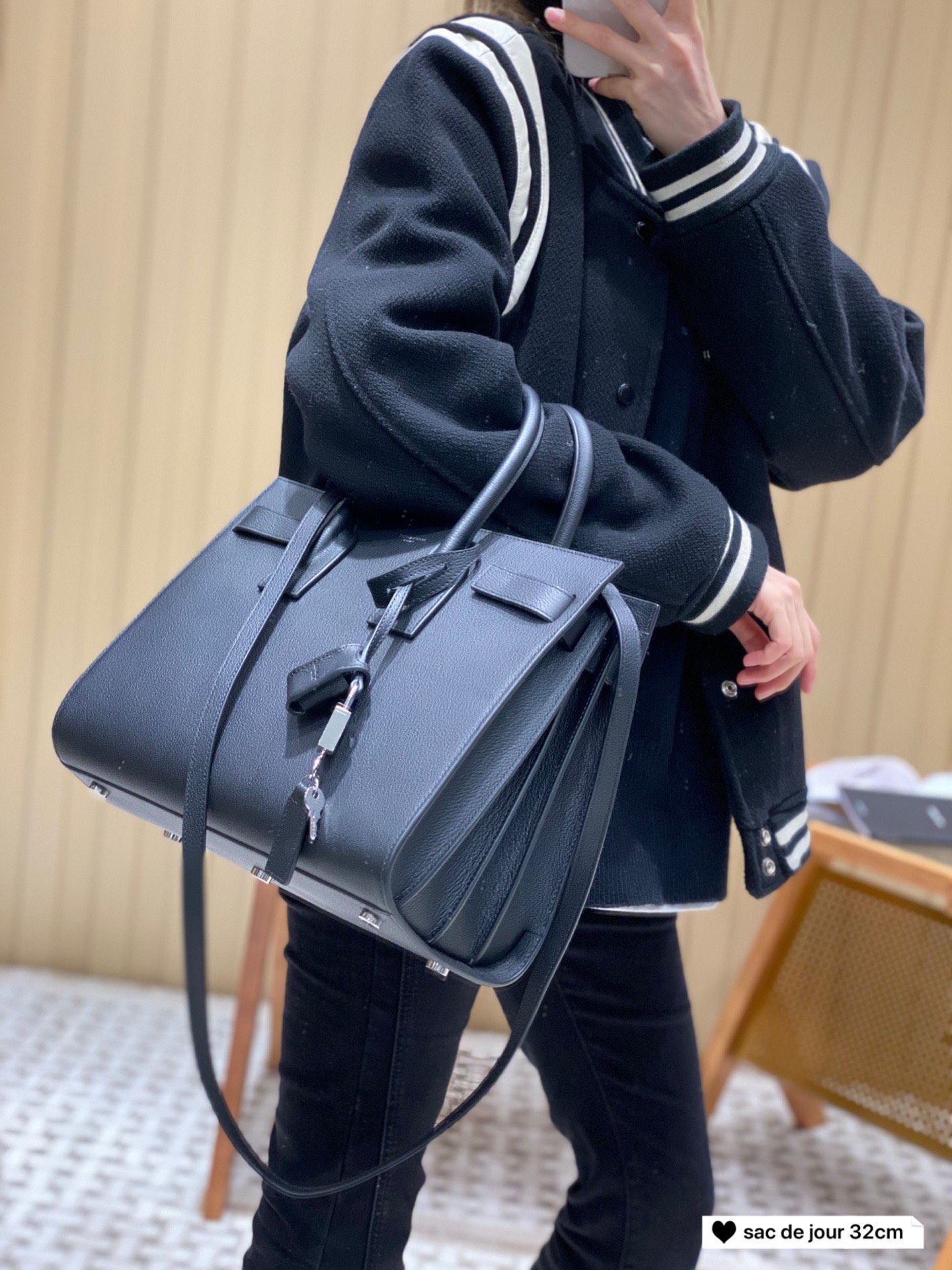 YSL sac de jour 32CM 山羊纹风琴包 324823黑色