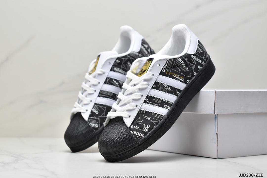 Originals Superstar ”White/Black/Gold” Shell Toe Classic Versatile Casual Sneakers