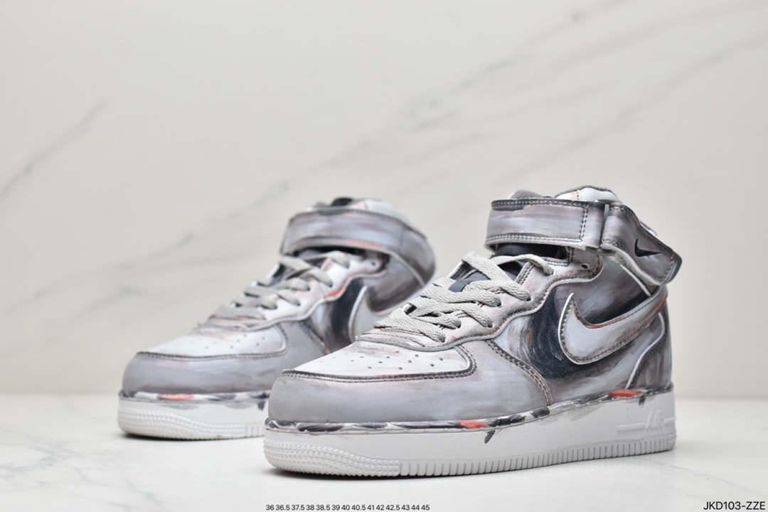 160 公司级耐克Nike Air Force 1’07 Mid ”Grey/Black”空军一号经典中帮百搭休闲运动板鞋CW7582-103