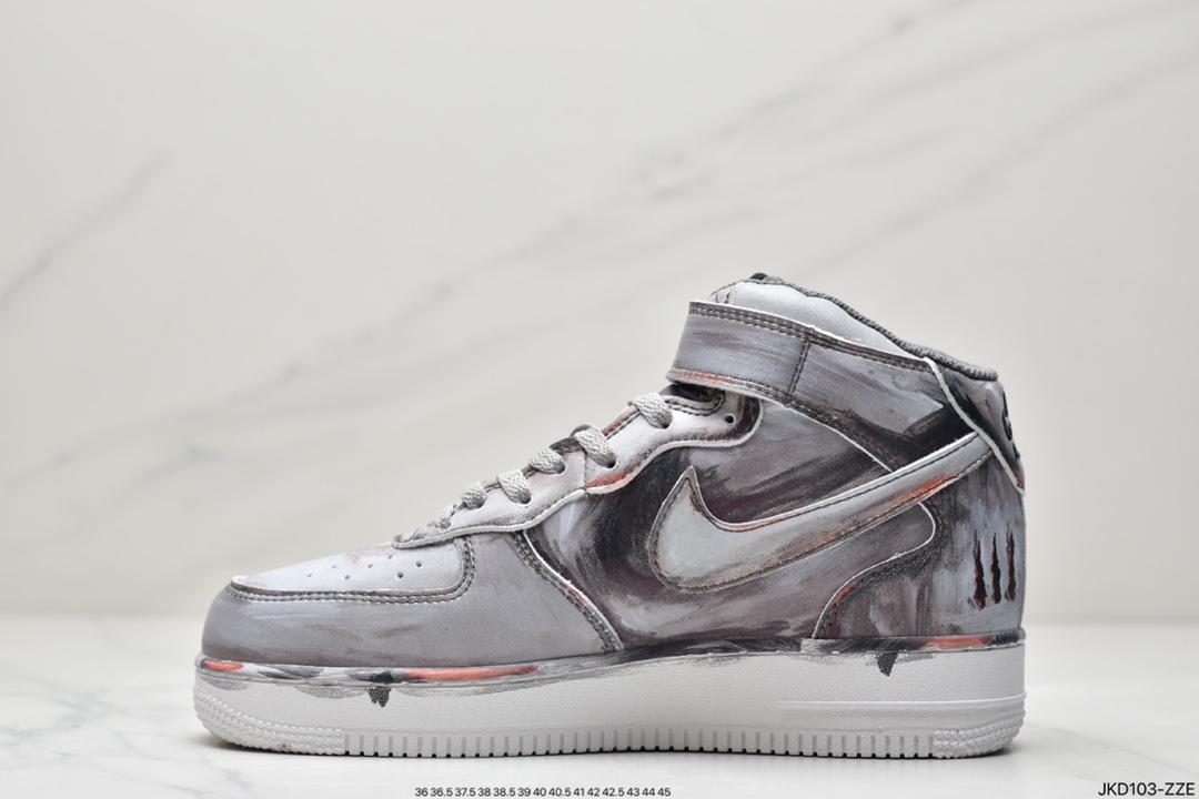 160 公司级耐克Nike Air Force 1’07 Mid ”Grey/Black”空军一号经典中帮百搭休闲运动板鞋CW7582-103