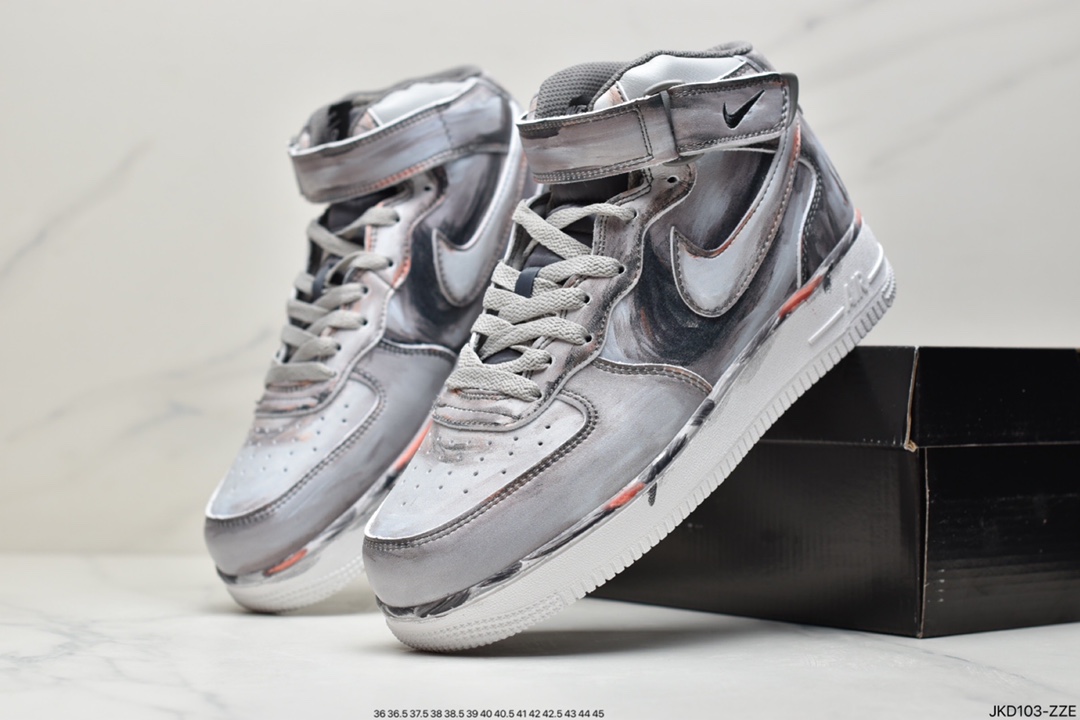 160 公司级耐克Nike Air Force 1’07 Mid ”Grey/Black”空军一号经典中帮百搭休闲运动板鞋CW7582-103