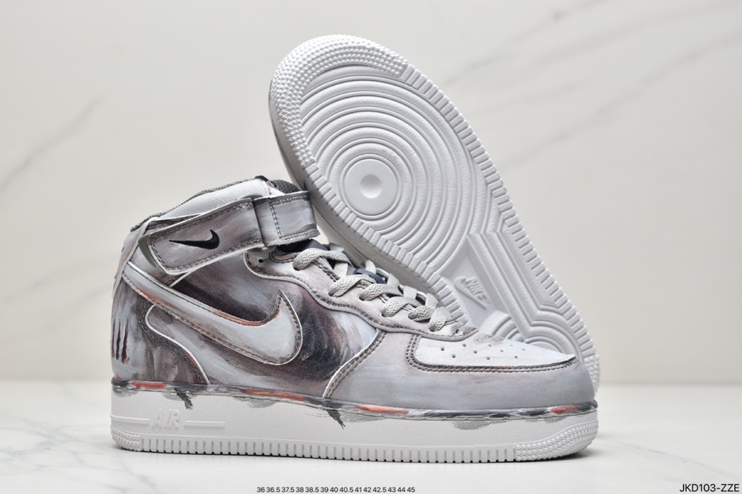 160 公司级耐克Nike Air Force 1’07 Mid ”Grey/Black”空军一号经典中帮百搭休闲运动板鞋CW7582-103