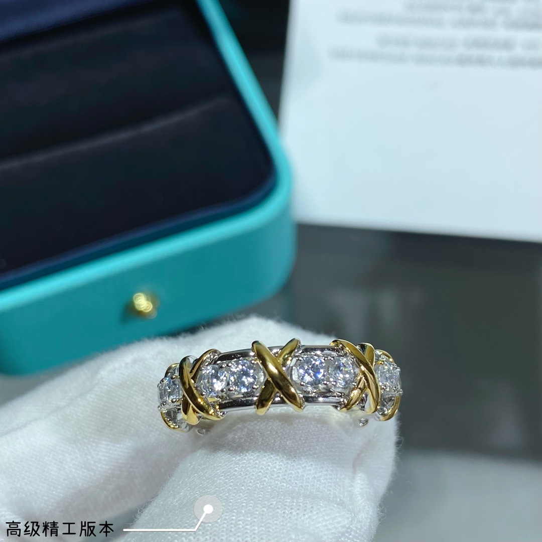 
蒂芙尼T家经典款分色交叉戒指💍