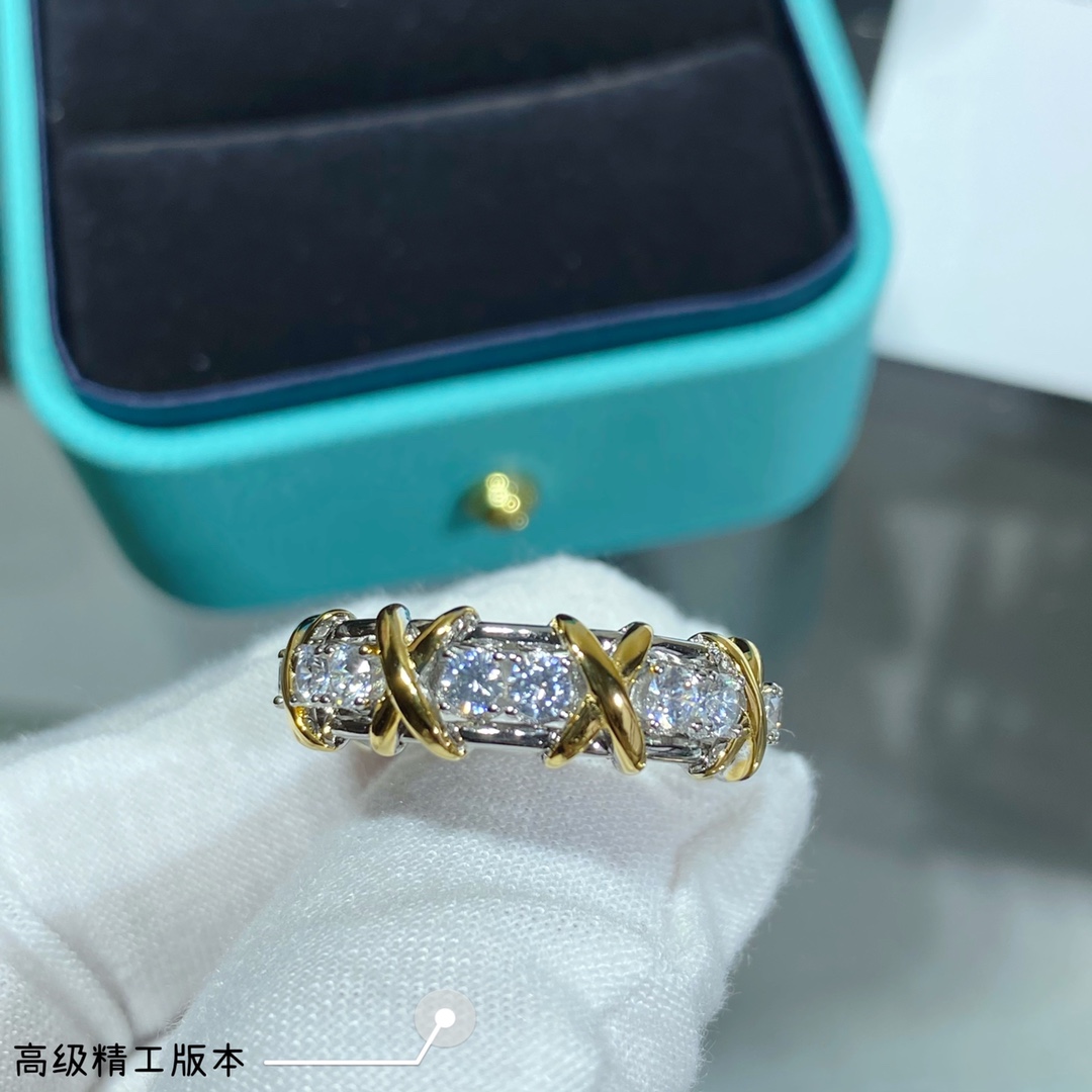 
蒂芙尼T家经典款分色交叉戒指💍