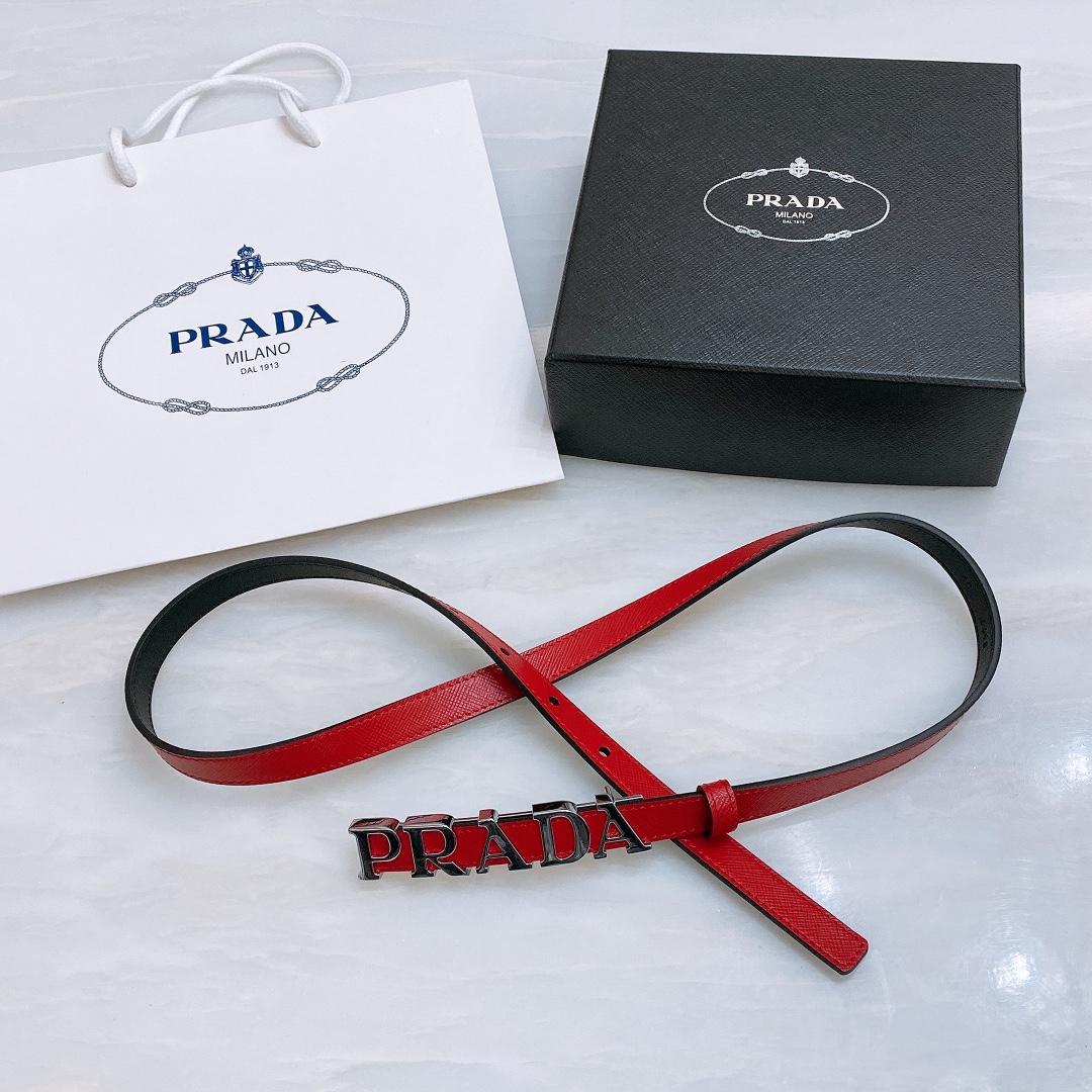 [Prada Belts]Prada Saffron cross-grain calfskin 1.5cm thin and wide waist belt