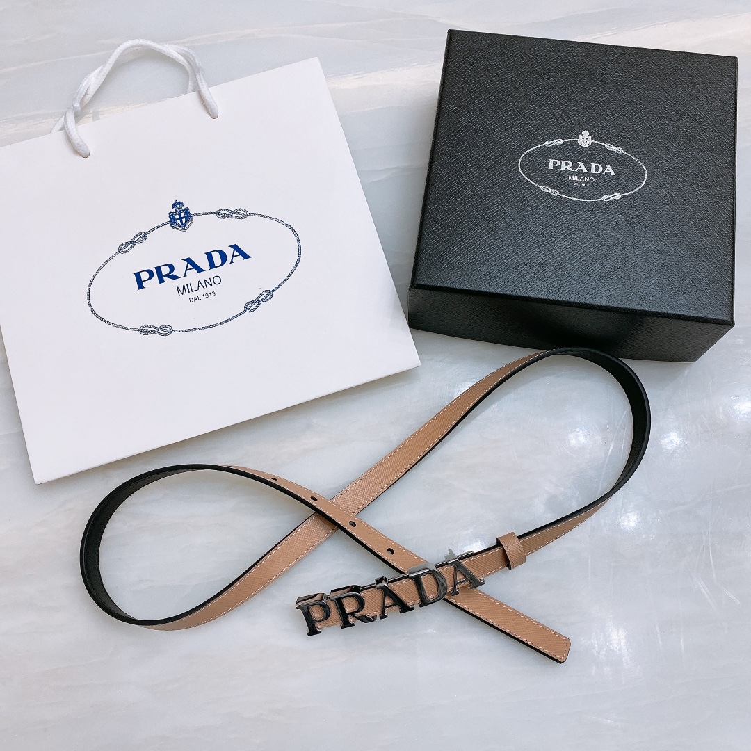 [Prada Belts]Prada Saffron cross-grain calfskin 1.5cm thin and wide waist belt