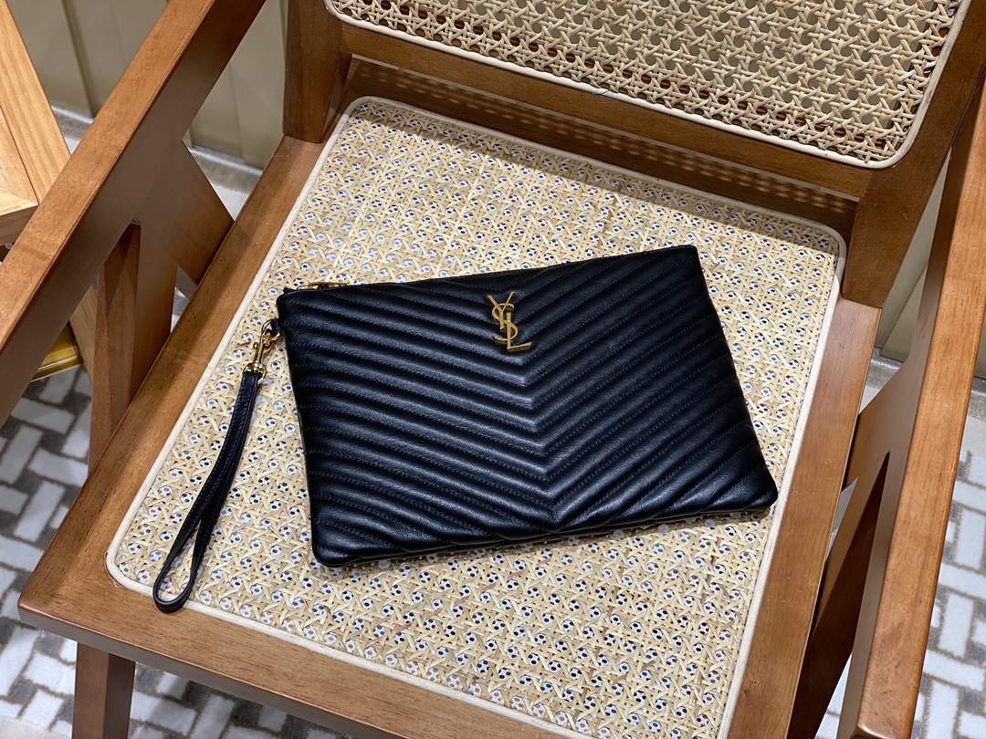 YSL MONOGRAM 30CM 中号手包 559193黑色/金扣