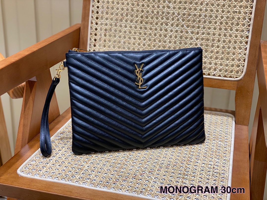 YSL MONOGRAM 30CM 中号手包 559193黑色/金扣