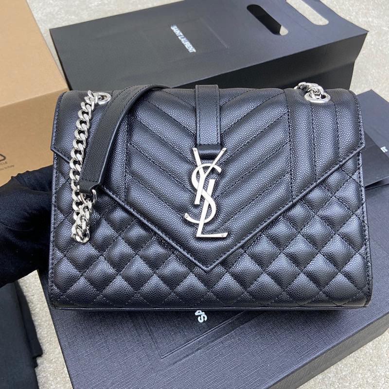Yves Saint Laurent Crossbody & Shoulder Bags Black Cowhide Genuine Leather Fashion Chains