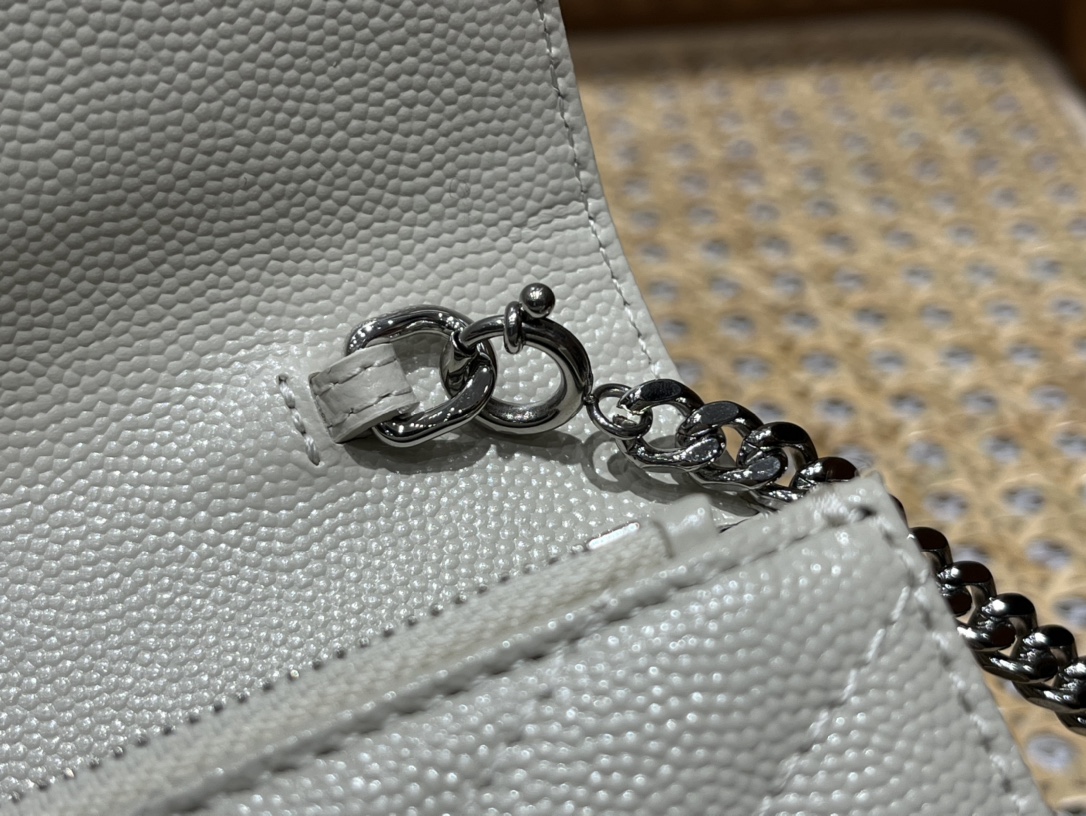 Saint laurent Ysl woc19小号信封包 393953白色银扣