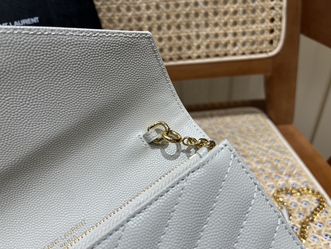 Saint laurent Ysl woc19小号信封包 393953白色金扣