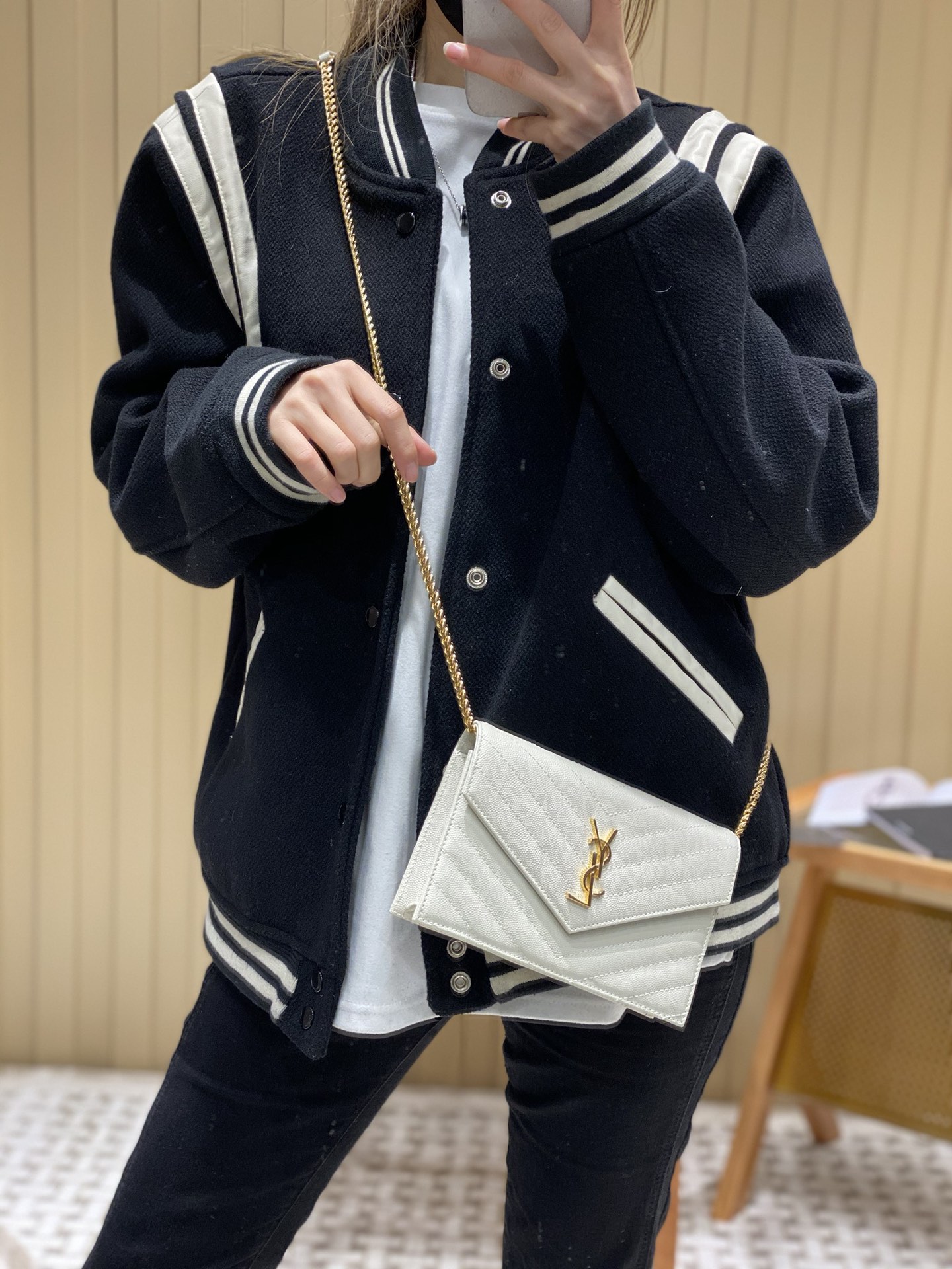 Saint laurent Ysl woc19小号信封包 393953白色金扣