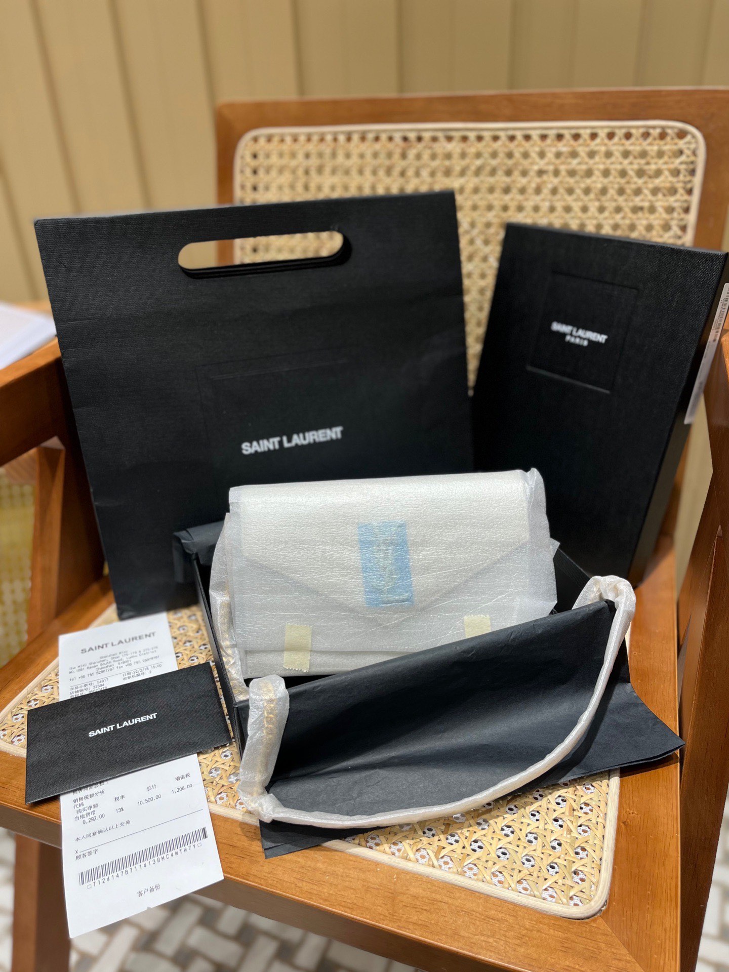 Saint laurent Ysl woc19小号信封包 393953白色金扣