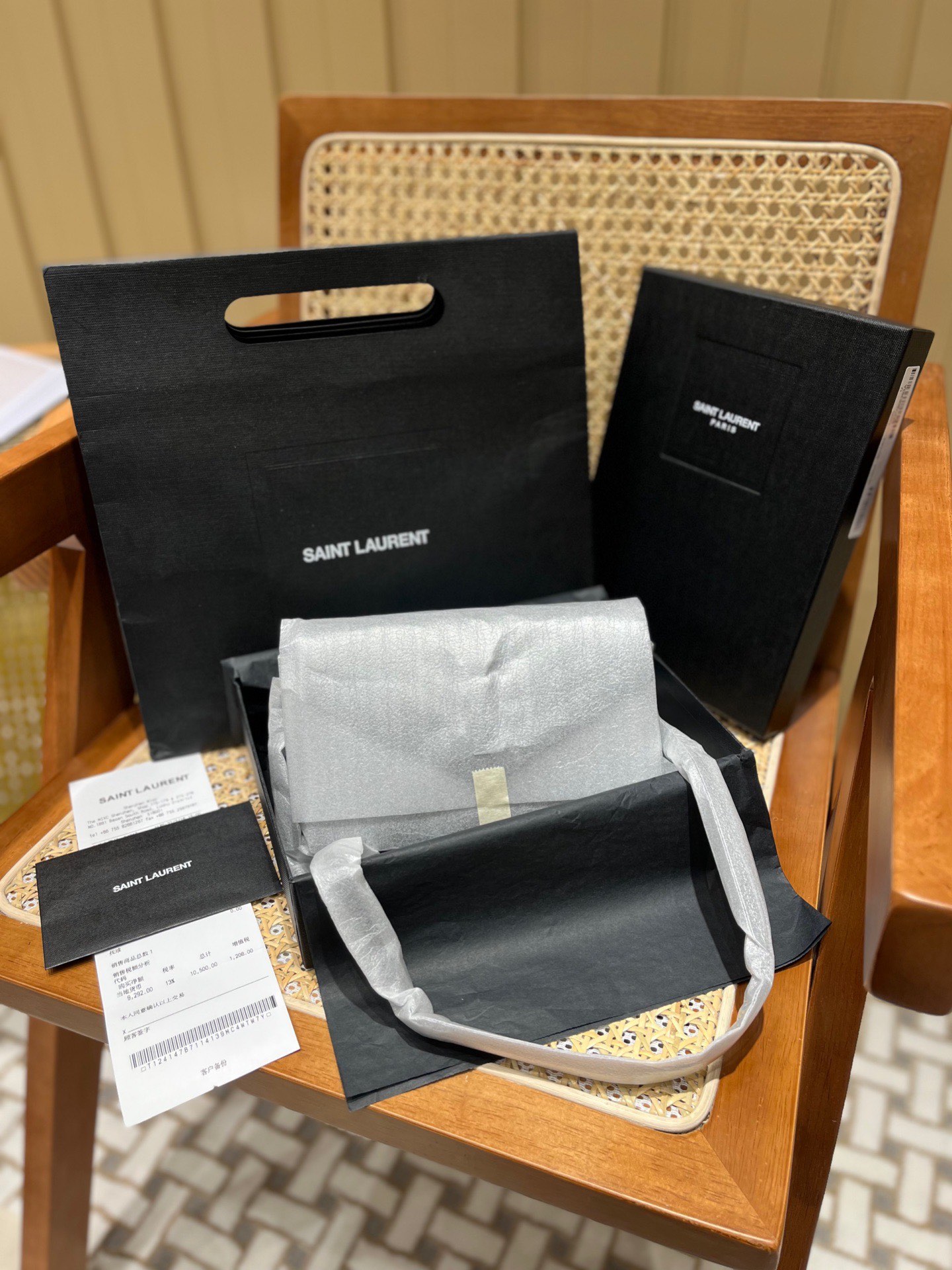 Saint laurent Ysl woc19小号信封包 393953黑色黑扣