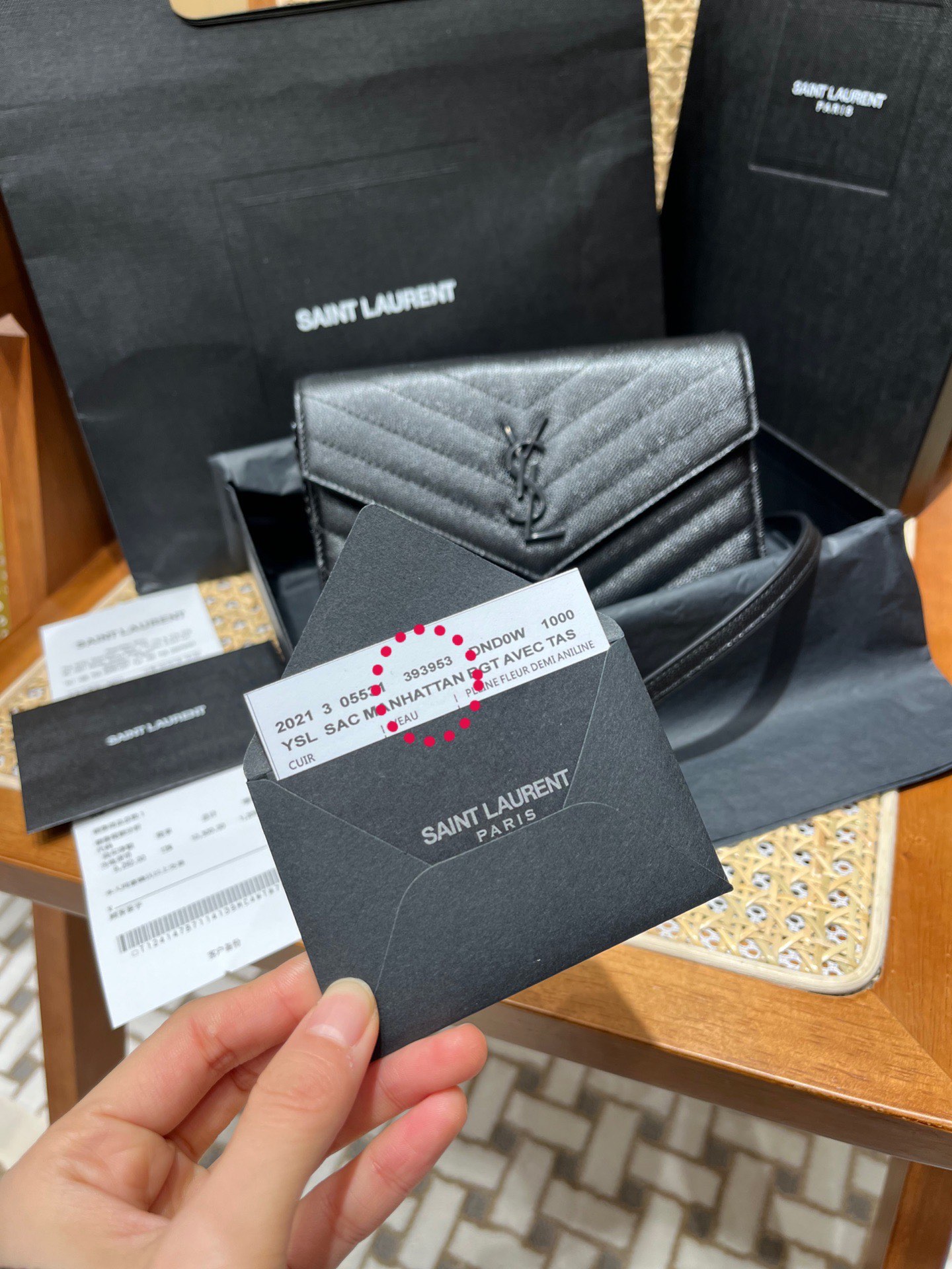 Saint laurent Ysl woc19小号信封包 393953黑色黑扣