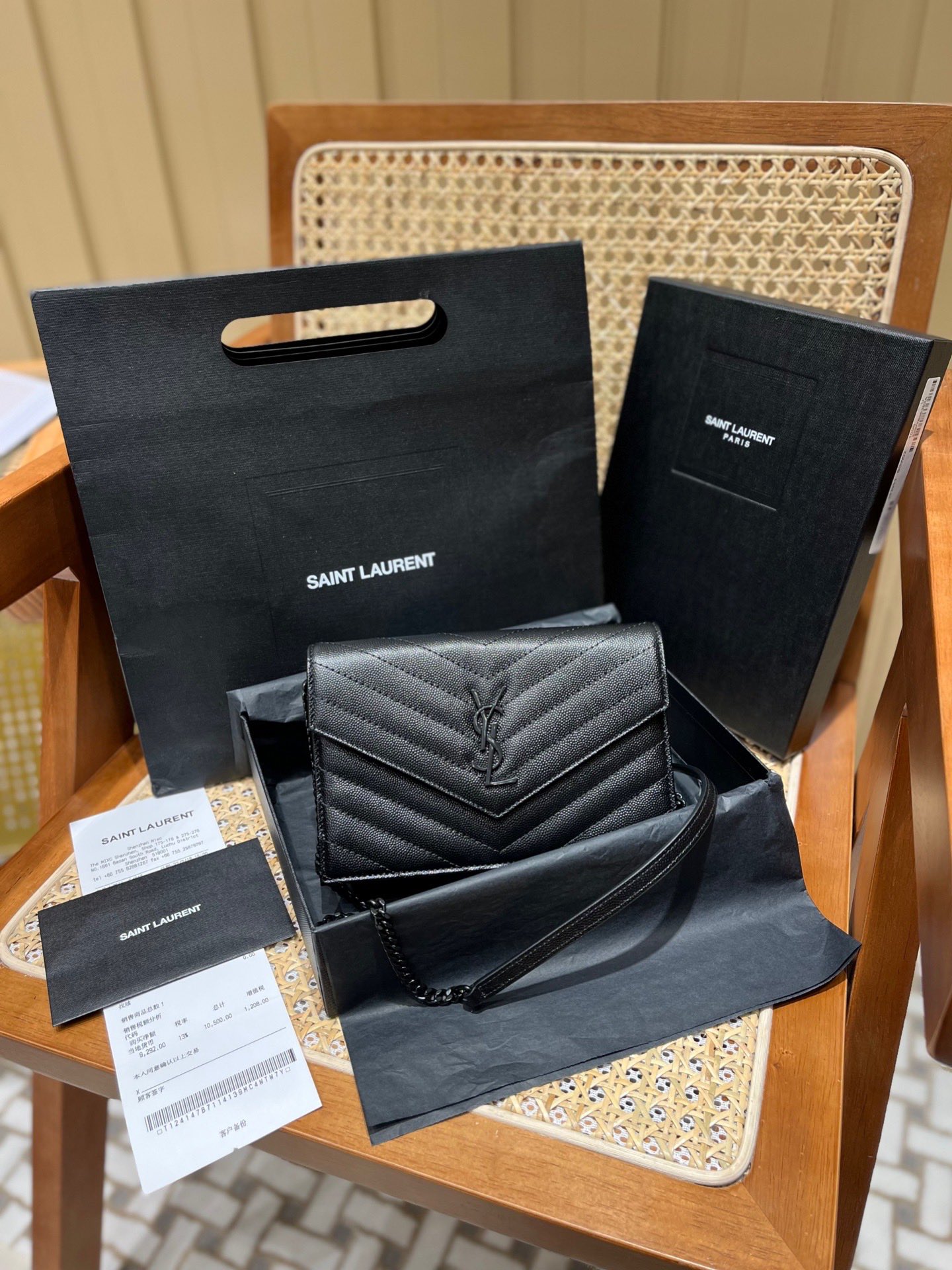 Saint laurent Ysl woc19小号信封包 393953黑色黑扣