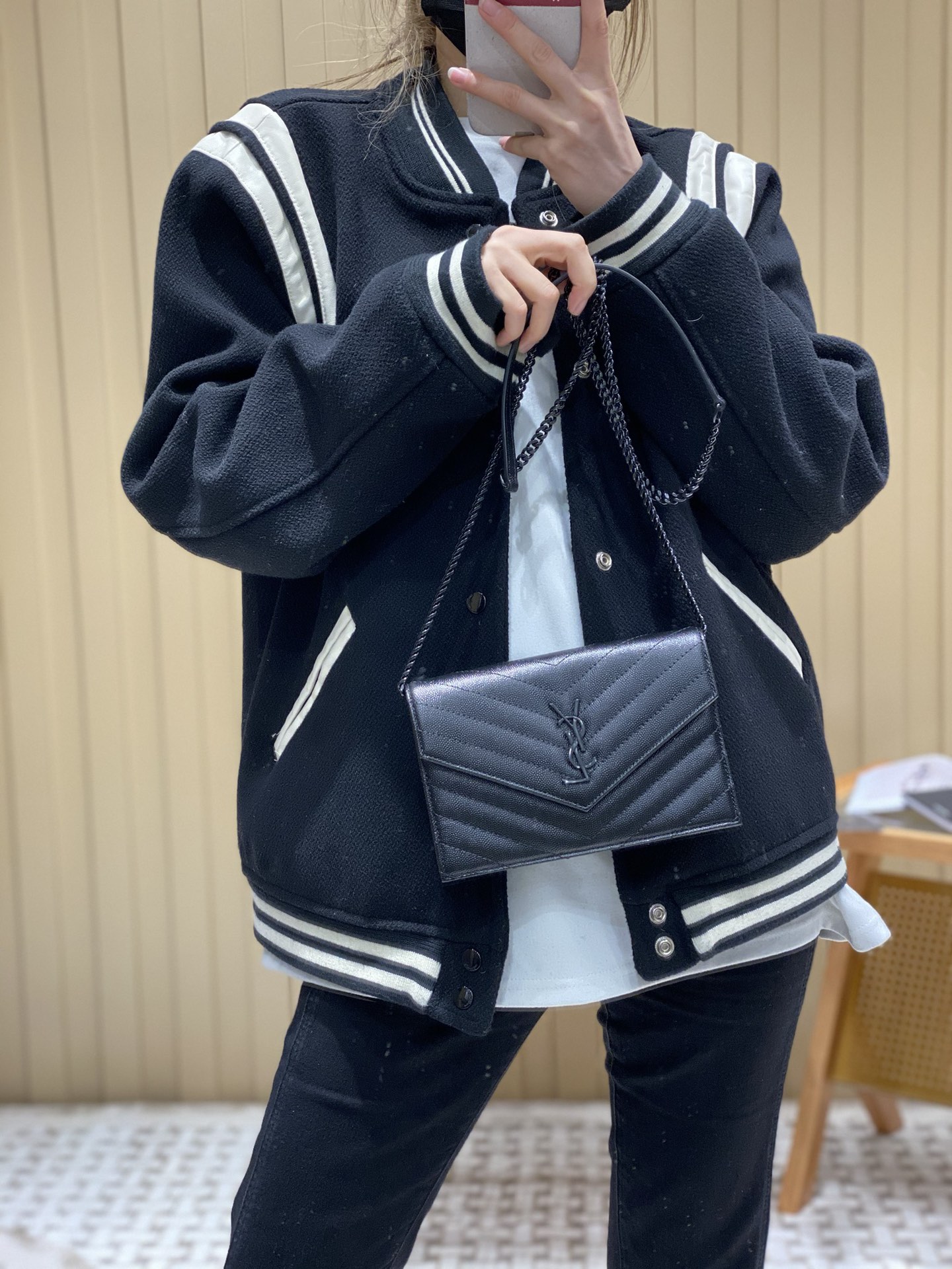 Saint laurent Ysl woc19小号信封包 393953黑色黑扣