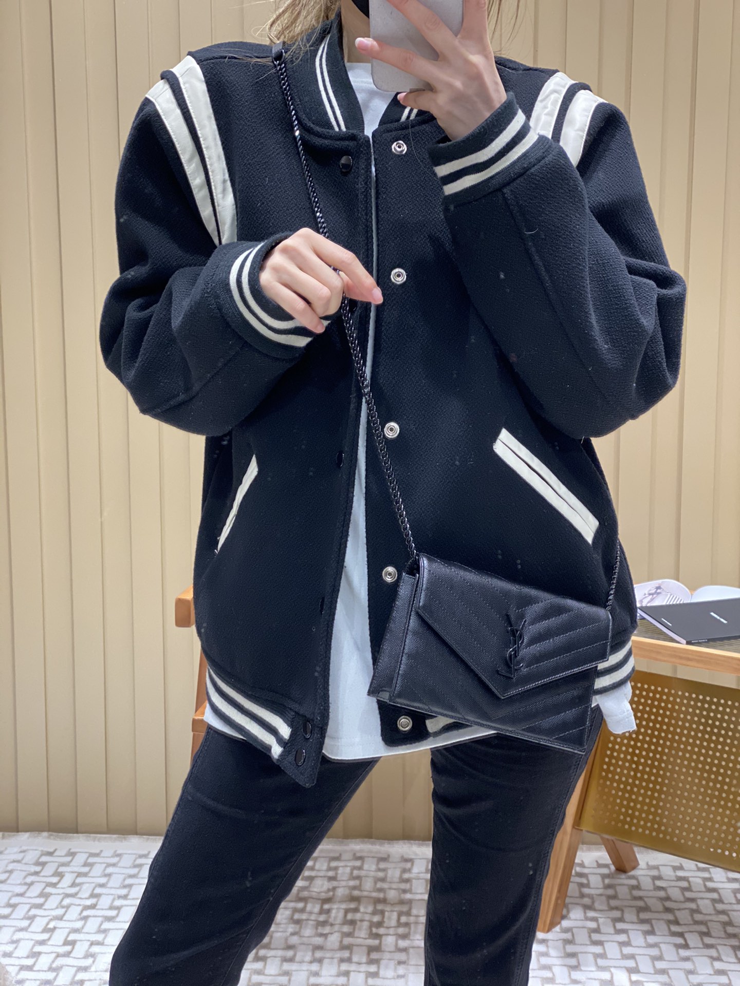 Saint laurent Ysl woc19小号信封包 393953黑色黑扣