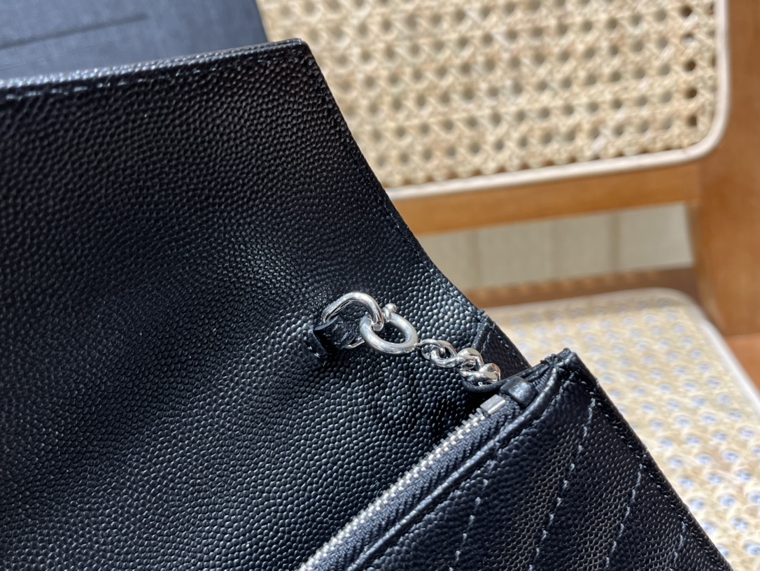Saint laurent Ysl woc19小号信封包 393953黑色银扣