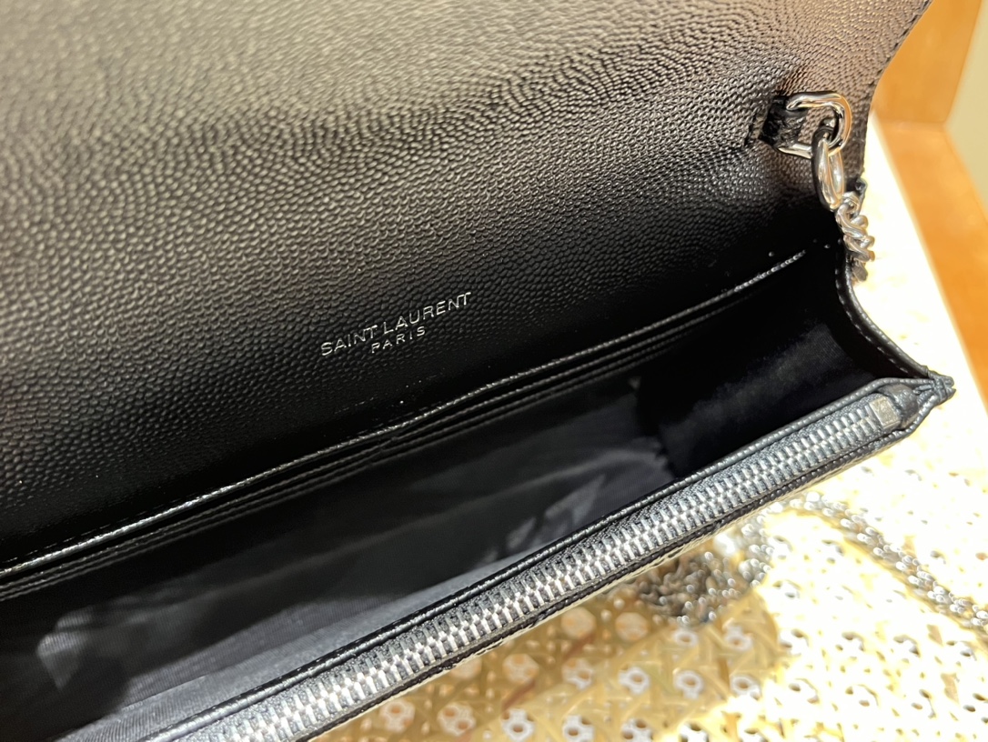 Saint laurent Ysl woc19小号信封包 393953黑色银扣