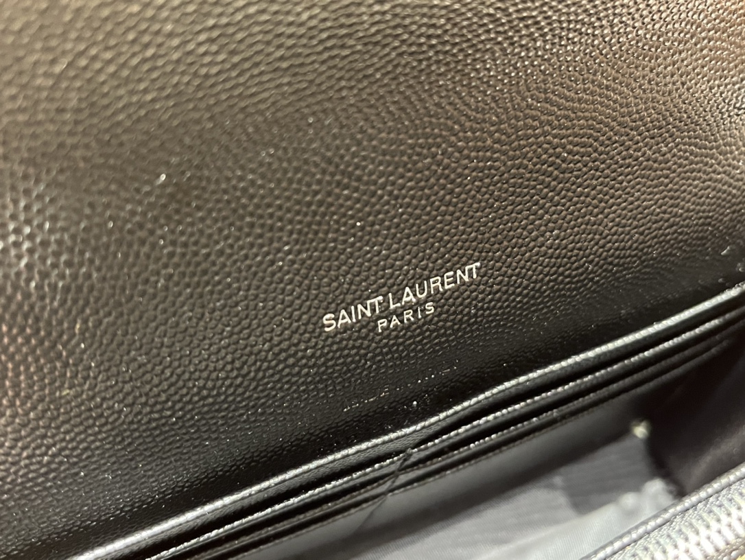 Saint laurent Ysl woc19小号信封包 393953黑色银扣