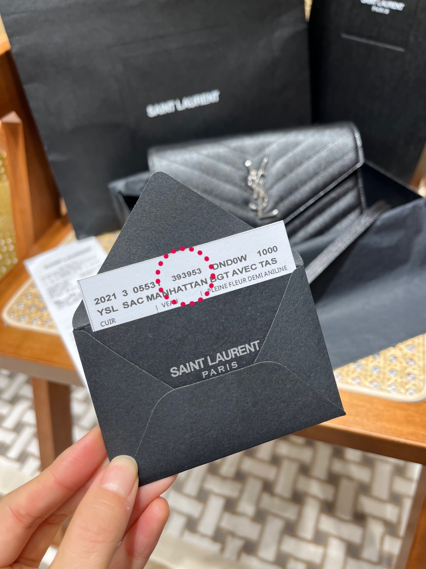 Saint laurent Ysl woc19小号信封包 393953黑色银扣