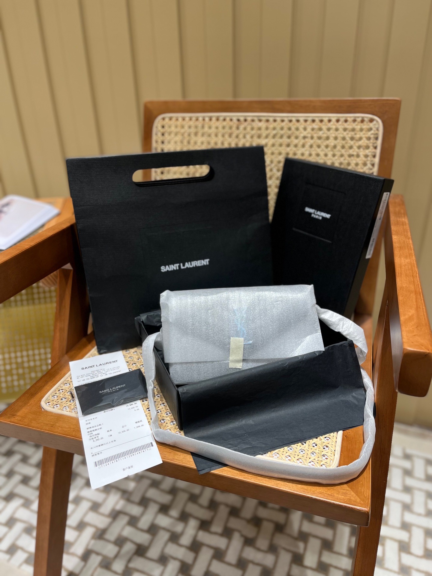 Saint laurent Ysl woc19小号信封包 393953黑色银扣