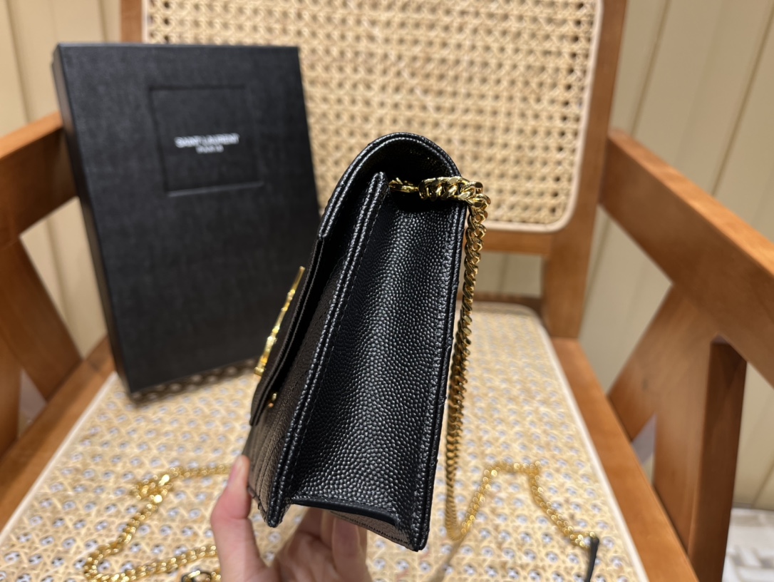 Saint laurent Ysl woc小号信封包 393953黑色金扣
