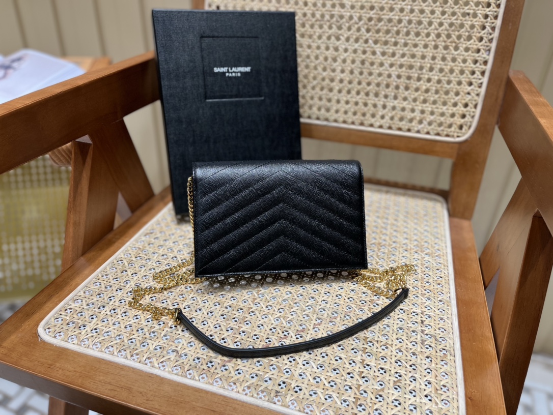 Saint laurent Ysl woc小号信封包 393953黑色金扣