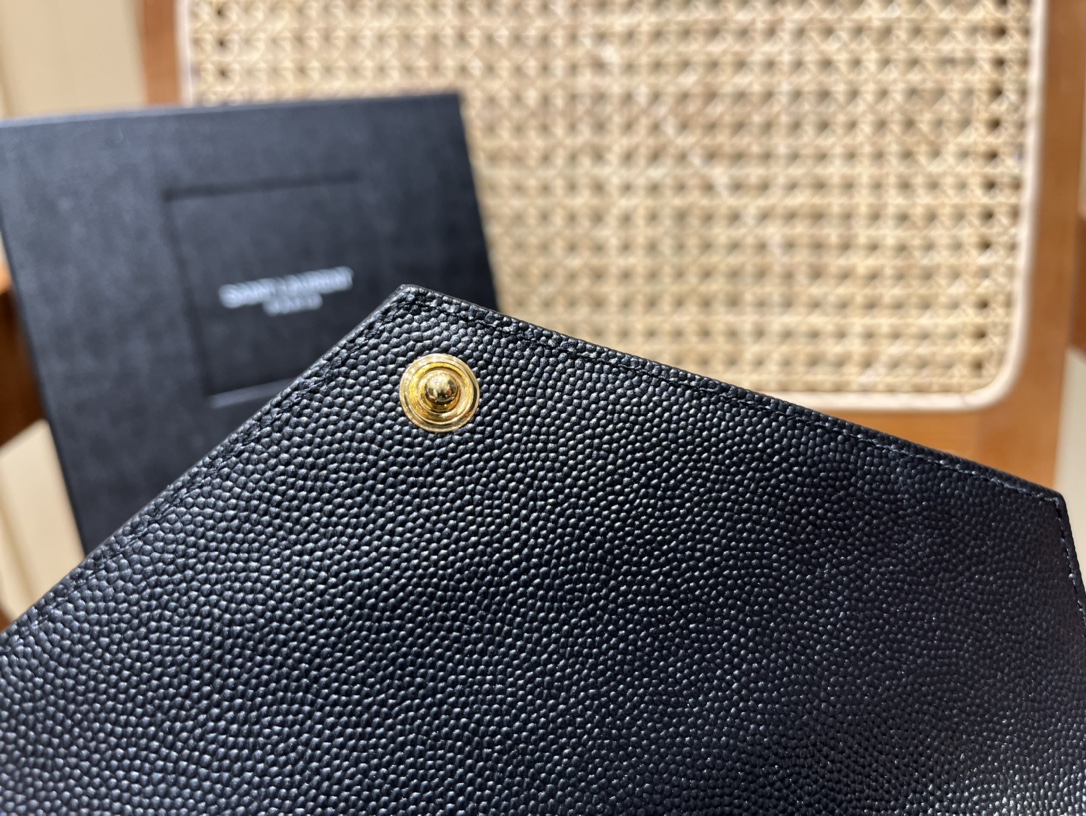 Saint laurent Ysl woc小号信封包 393953黑色金扣