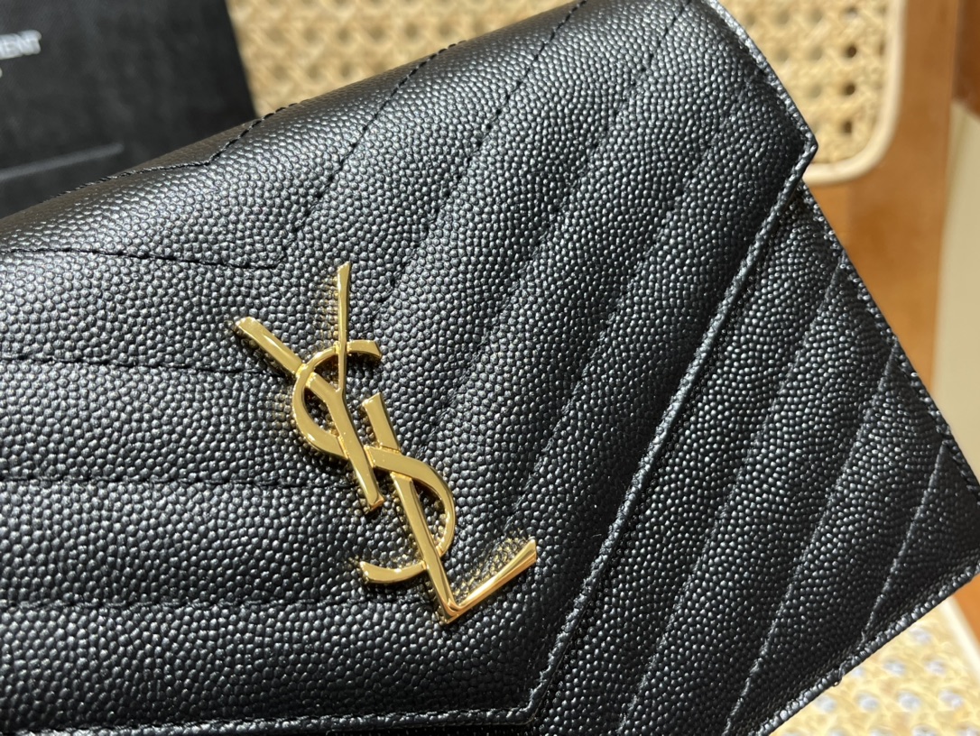 Saint laurent Ysl woc小号信封包 393953黑色金扣